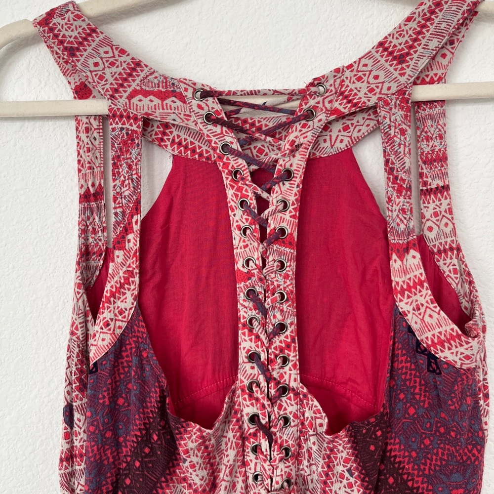 Free People Geometric Tribal Print Lace Up Back Maxi Dress - Picture 11 of 12